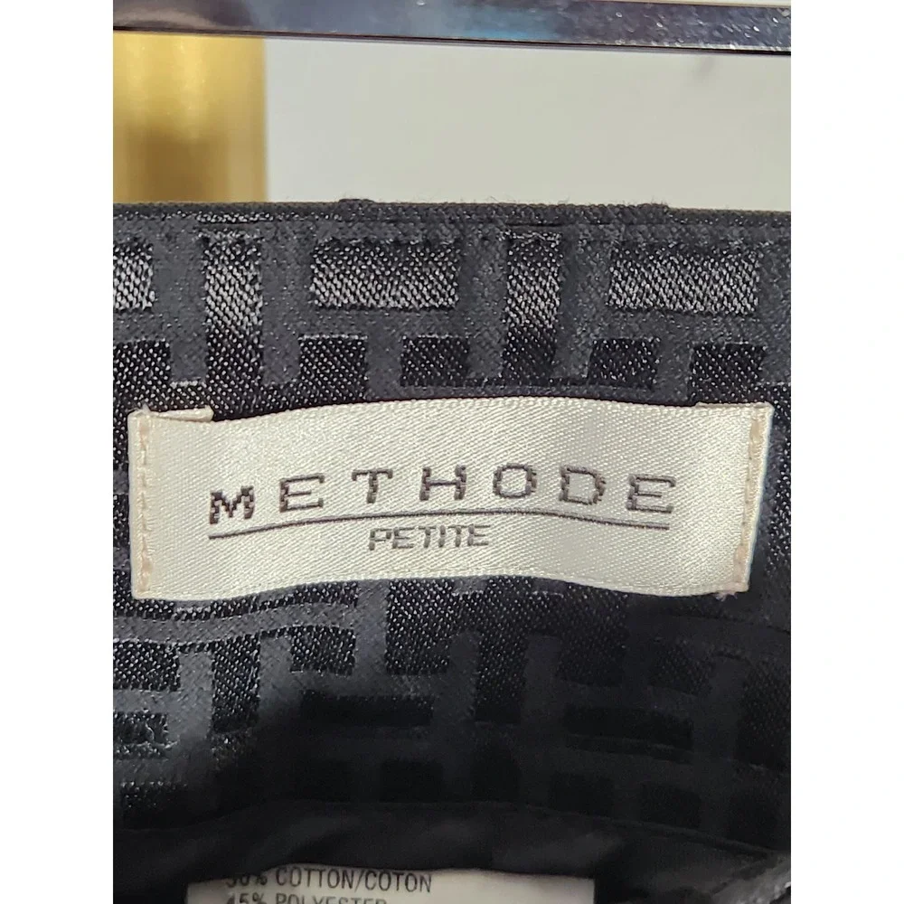 VTG Methode‎ Petite Black Geometric Embossed Wide Leg Dress Pants Size 8